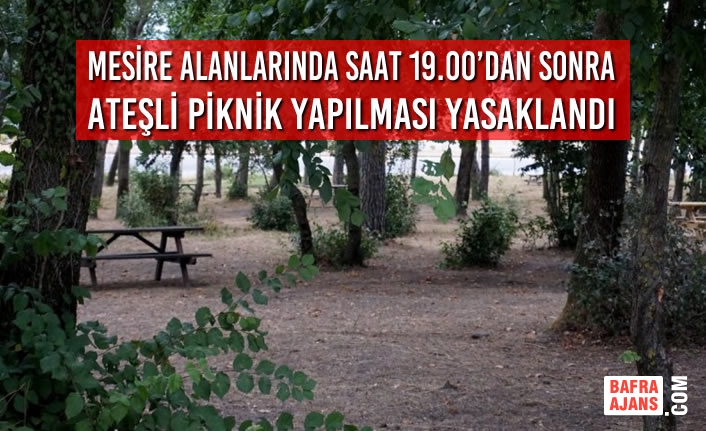 Mesire Alanlarında Saat 19.00’dan Sonra Ateşli Piknik Yapılması Yasaklandı