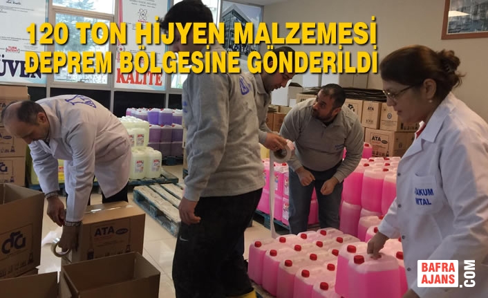120 Ton Hijyen Malzemesi Deprem Bölgesine Gönderildi