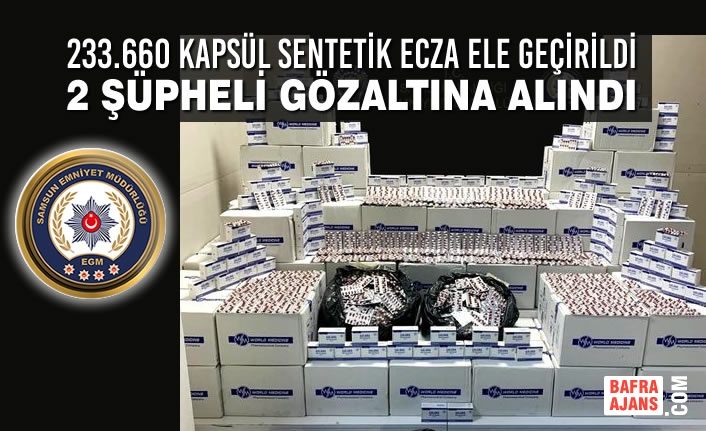 233.660 Kapsül Sentetik Ecza Ele Geçirildi, 2 Şüpheli Gözaltına Alındı