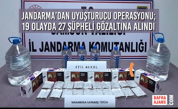 Jandarma’dan Uyuşturucu Operasyonu; 19 Olayda 27 Şüpheli Gözaltına Alındı