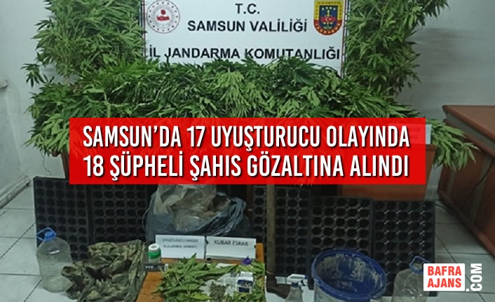 Samsun’da 17 Uyuşturucu Olayında 18 Şüpheli Şahıs Gözaltına Alındı